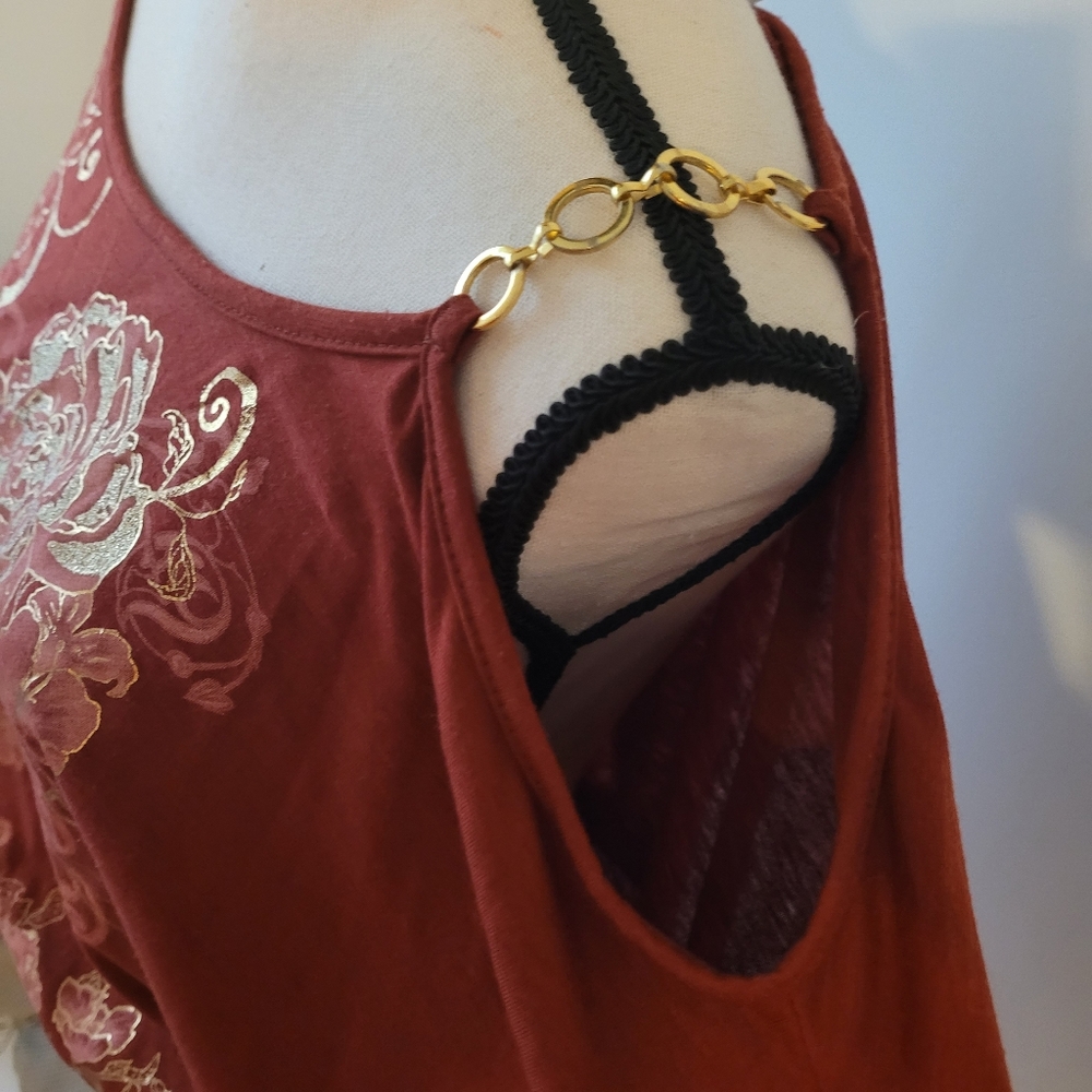 Off Shoulder Chain Link Rust Top - image 3